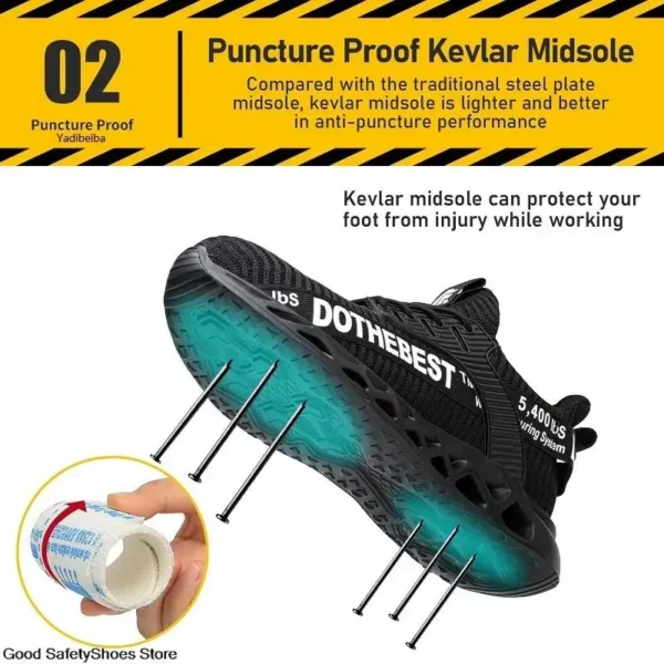 Work sneakers with steel toe for men