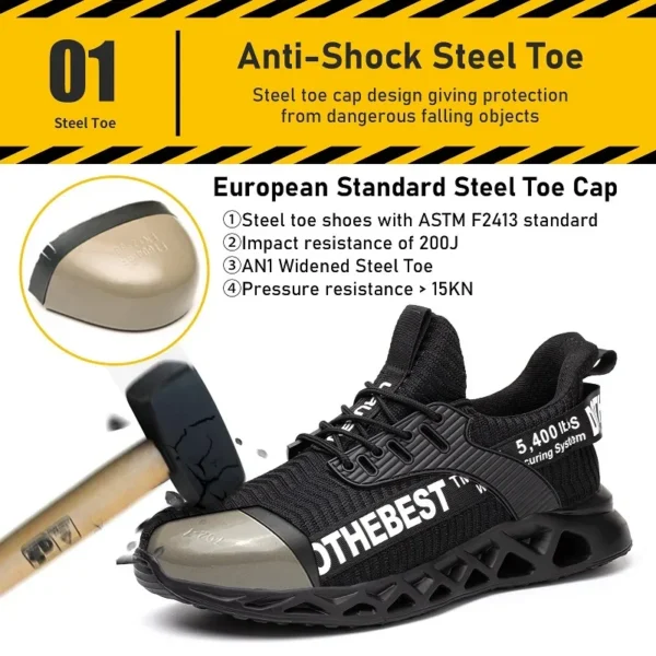 Work sneakers with steel toe for men